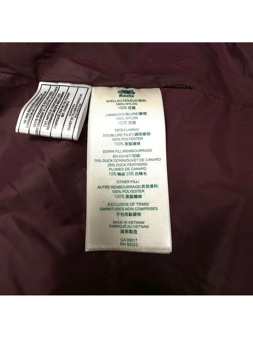 Roots down hooded puffer coat Womens Medium burgundy quilted long line winter - Picture 6 of 14